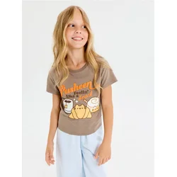 Sinsay - Pamučna majica sa printom Pusheen the Cat - kafa