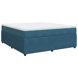Vidaxl Box spring postelja z vzmetnico temno modra 180x200 cm žamet
