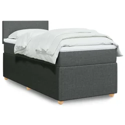 vidaXL Box spring postelja z vzmetnico temno siva 80x200 cm blago
