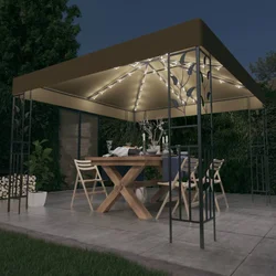 Vidaxl Paviljon z LED lučkami 3x3 m taupe
