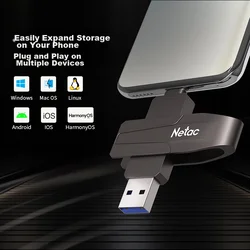 Netac USB Flash memorija, 512GB, USB 3.2, Type-C, OTG, Crna
