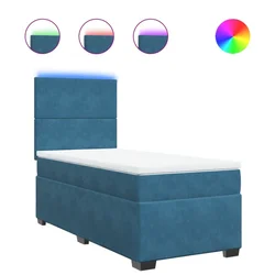 Vidaxl Box spring postelja z vzmetnico modra 90x190 cm žamet