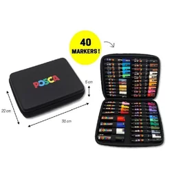 Marker Uni gift set Posca Art case u gumiranoj pernici (mix pc-1m/ pc-3m/pc-5m/pc-8k) 40/1 302422303