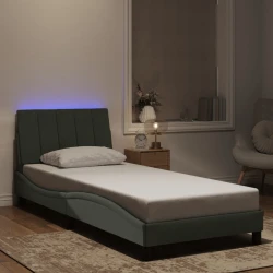 Okvir kreveta s LED-om bez madraca Hanko svjetlosivi 90x200 cm baršunasti