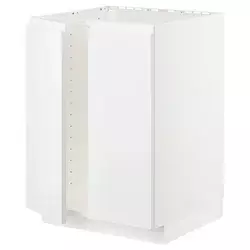 METOD Pod.elem. za sudoperu s 2 vrata, bela/Voxtorp v. sjaj bela, 60x60 cm