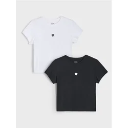 Sinsay - Pamučne majice sa motivom srca 2 pack - šareno