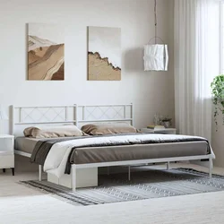 Vidaxl Kovinski posteljni okvir z vzglavjem bel 193x203 cm