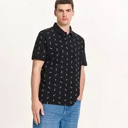 Cropp - Polo majica s printom - CRNO