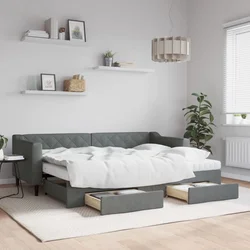Greatstore Izvlečna dnevna postelja s predali temno siva 80x200 cm blago