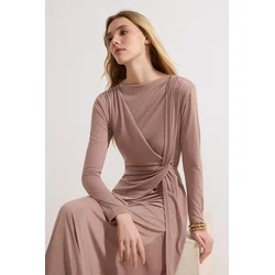 Trendyol Modest Ženska haljina Tctss26Eb00088, Smeđa