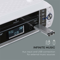 Auna KR-400 CD, kuhinjski radio, DAB+/PLL FM radio, CD/MP3 player, bijela boja
