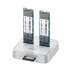 MAIWO USB Docking station 2xM.2 (SATA i NVME) K3016SD sivi