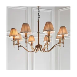 Endon 63629 - Luster na lancu STANFORD 8xE14/40W/230V mesing/bež
