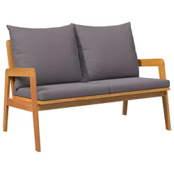 Bistro set s jastukom 2 pcs Prirodna nafta Čvrsto drvo akacije