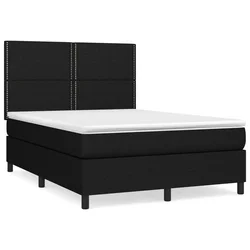 Vidaxl Box spring postelja z vzmetnico črna 140x200 cm blago