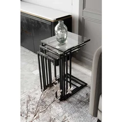 Hanah Home Mira set stolića (umetnuti), crna/providna (3 kom)