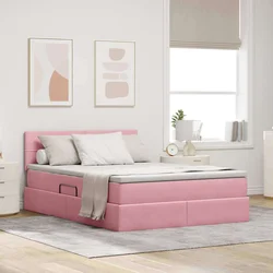 Krevet s od storage s madracem Ružičasta 140 x 190 cm Baršun