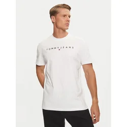 Tommy Jeans Majica Linear Logo DM0DM20744 Bela Regular Fit