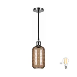 BRILAGI-LED Luster na sajli RETRO GLASS 1xE27/60W/230V prečnik 14 cm crna/zadimljeno-smeđa