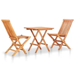 3-dijelni sklopivi bistro set od masivne tikovine
