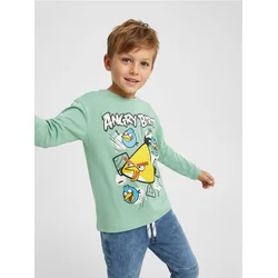 Sinsay - Majica dugih rukava Angry Birds - svetlo zelena