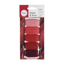 Rayher. Bombažne vrvice Stitch&knot, rdeči toni
