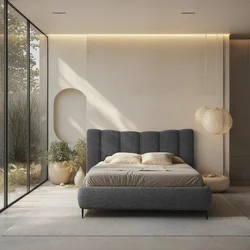MID.YOU OBLAZINJENA POSTELJA 180 cm  x 200 cm , les, tekstil, leseni material antracit