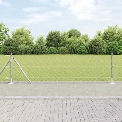 Vanjska lančana ograda s betonskom podlogom 25 x 0,6 m Srebrna