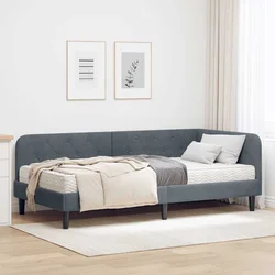 Kutni okvir kreveta Tamno siva 100 x 200 cm Baršun