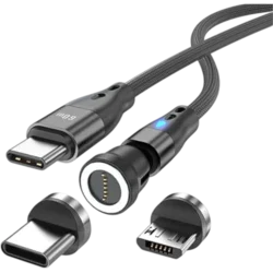 Infostyle Magnetni polnilni kabel 2v1 (USB C, Micro USB) 1m Črna