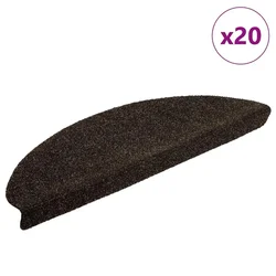 Prostirke za stepenice, samoljepljive, 20 kom. 65x21x4 cm, tamnosmeđe, poluokrugle, velike
