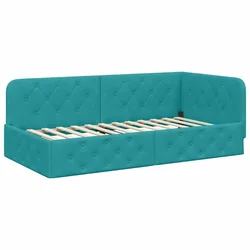 Vidaxl Kotna postelja Turkizna 90 x 190 cm Žamet