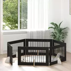 Vrata za pse s postoljem 6 pcs Crni hrast 100 x 60 cm