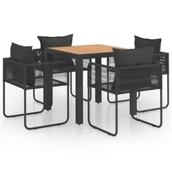 5-dijelni vrtni blagovaonski set od PVC ratana crno-smeđi