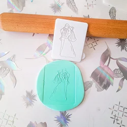 KREATIVNI SLATKIŠI Modla za kolače Mladenci modla za svadbene, 10 cm, Bela
