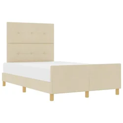 Vidaxl Konstrukcija postelje z vzglavjem krema 120 x 200 cm blago