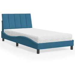 Krevet s madracem Hanko plavi 100 x 200 cm baršunasti