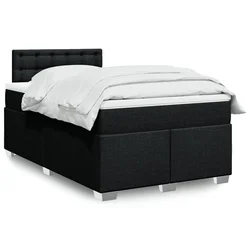 vidaXL Box spring postelja z vzmetnico črn 120x200 cm blago