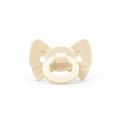 Elodie oat white binky bow silikonska cucla za novorođenče