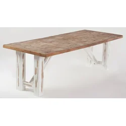 Casa Padrino country style dining table natural/white - Various Sizes - Rectangular rustic solid wood kitchen table - Rustic dining room furniture - Country style dining room furniture