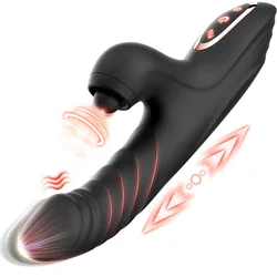SuperLove Powerful Thrusting G-Spot Rabbit Vibrator Black