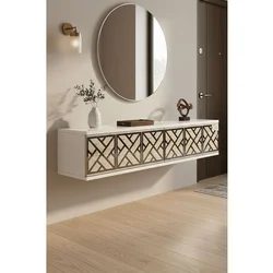 Hanah Home komoda Arex 120, 120 cm, bela / srebrna / travertin