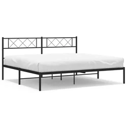 Vidaxl Kovinski posteljni okvir z vzglavjem črn 180x200 cm