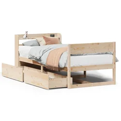 Vidaxl Posteljni okvir brez vzmetnice 75x190 cm trdna borovina