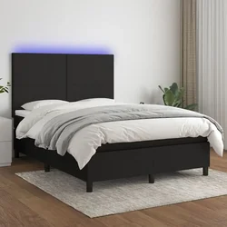 shumee Box spring postelja z vzmetnico LED črna 140x200 cm blago