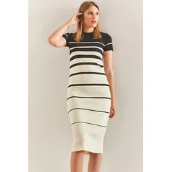 Bianco Lucci Womens Striped Sweater Dress