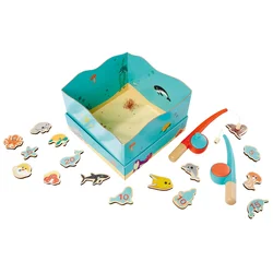 Drevená hra na rybárov Fishing Game Eichhorn magnetická 19 dielov od 24 mes  EH5100