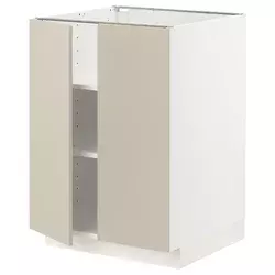 METOD Podni element s policama/2 vrata, bela/Havstorp bež, 60x60 cm
