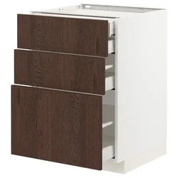 METOD / MAXIMERA Pod.elem.3front/2dnj/1srd/1vis.fiok, bela/Sinarp smeđa, 60x60 cm