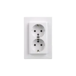 shumee Dvojna vtičnica Asfora z/brez schuko 2P+Z bela (naredi sam) z okvirjem EPH9901121